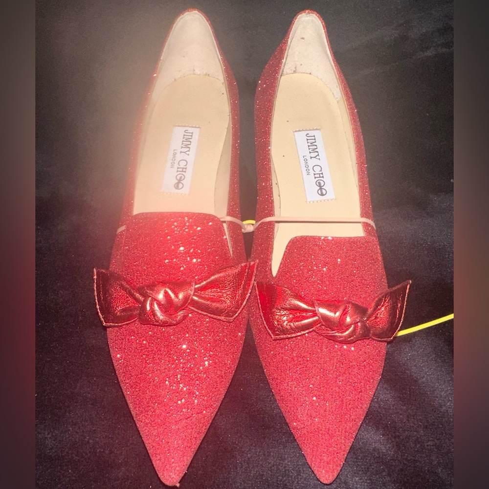 COPY - Jimmy Choo Red Glitter flats Size 36 (US W size 5.5) and Size 36.5 (US 6)